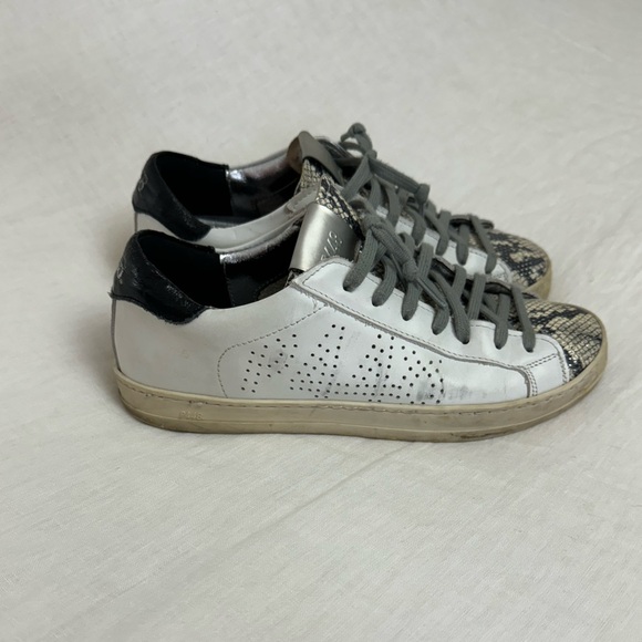 P448 John Python-Print Leather Low Top Sneakers Size 37 US 7 Classic Designer - Picture 16 of 16